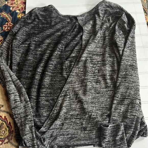 RAG & BONE JEAN BLACK HEATHER MIA LONG SLEEVE OPEN BACK SOFT TOP TEE - Picture 5 of 5